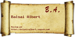 Balsai Albert névjegykártya